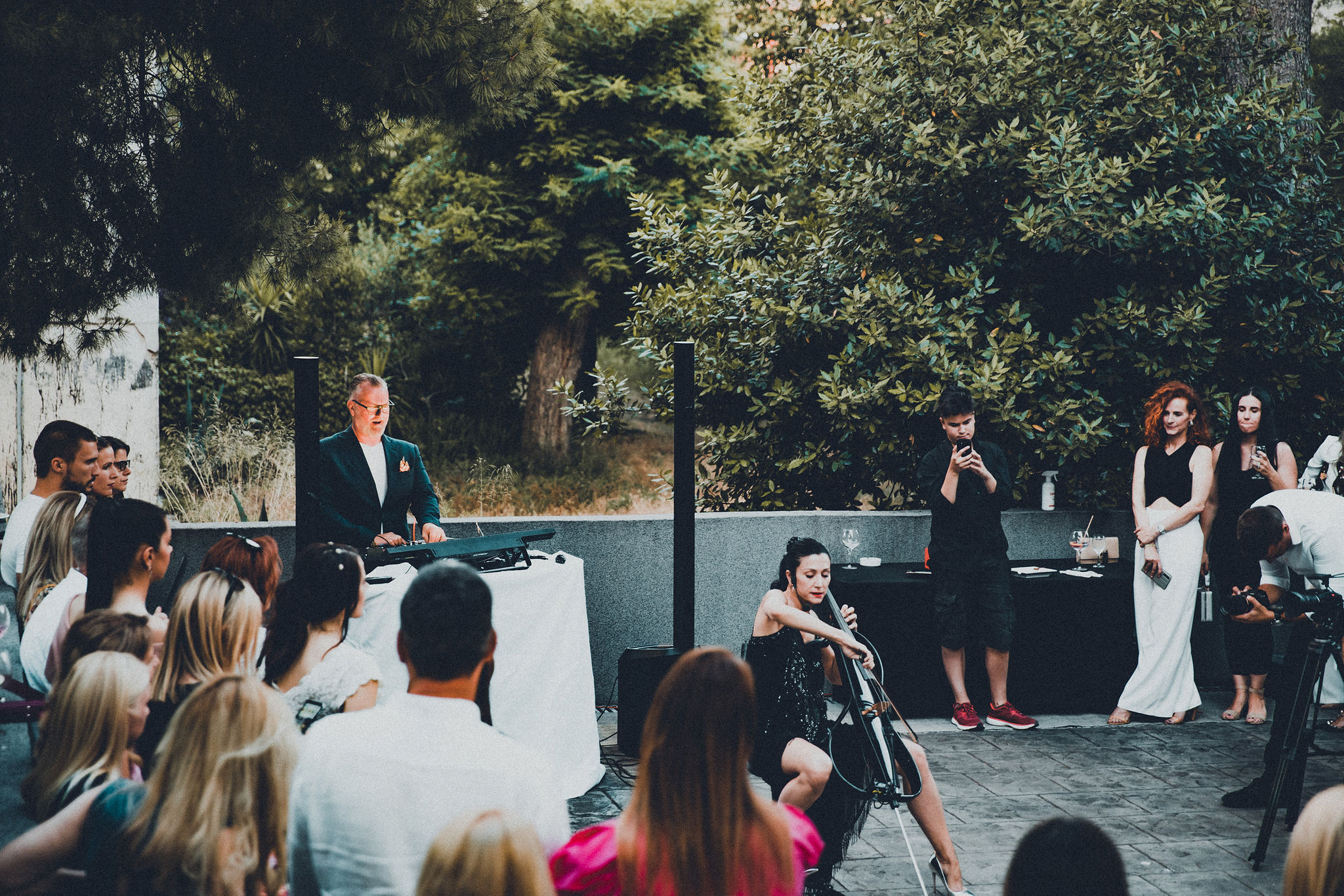 DJ and cellist performing together at Skin Clinic brand launch event in Split